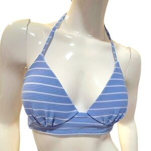 Shade & Shore Stripe Blue White Halter Bikini Swimwear Top 34B
